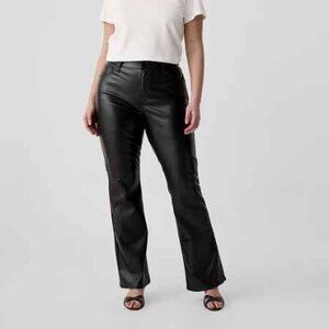 GAP Mid Rise Baby Boot Vegan-Leather Pants - size 20/35R - Black